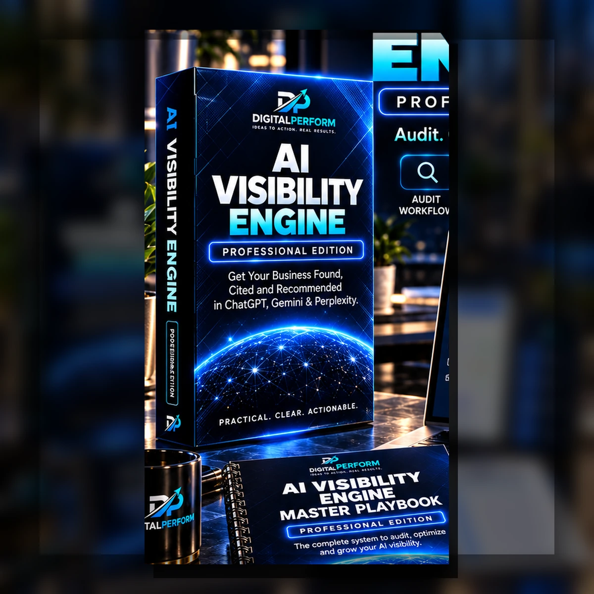 AI Visibility Engine premium product mockup